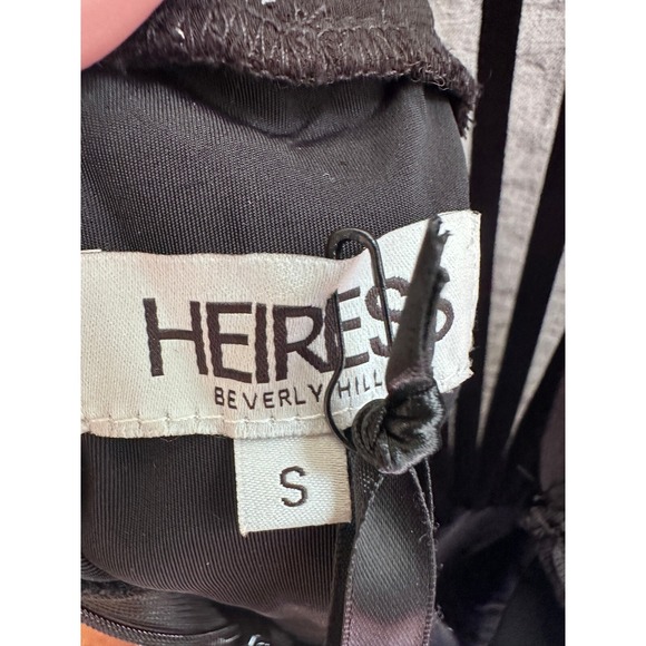 HEIRESS Black Chiffon Mesh Corset Flower Drape Mini Dress S - Picture 6 of 6